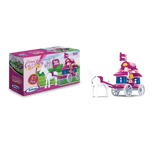 Lego Reino Cor De Rosa Carruagem Da Princesa 57 Pçs Xalingo