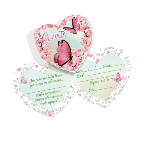 Convite Jardim Das Borboletas C/ 8 Un Festcolor