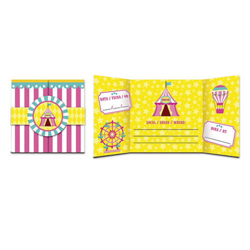 Convite Circo Menina C/ 8 Un Junco