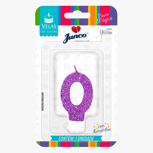 Vela Aniversário Live C/ Glitter Lilas Junco