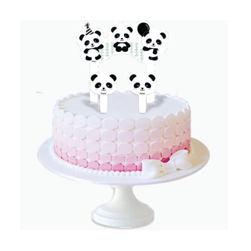 Topper P/ Bolo Panda C/ 3 Un Festcolor