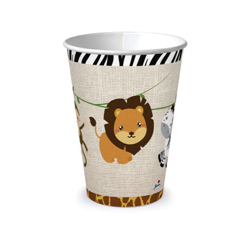 Copo Papel 180 Ml Bem Vindo A Selva C/ 8 Un Junco