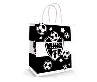Sacola Papel Futebol Preta 18x09x22 C/ 10 L E L