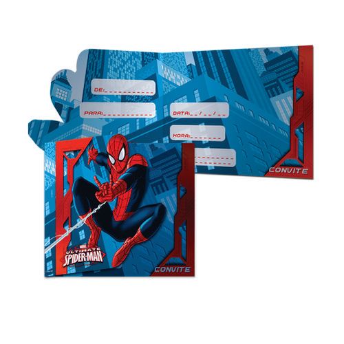 Convite Grande Ultimate Spider Man C/ 8 Un Regina