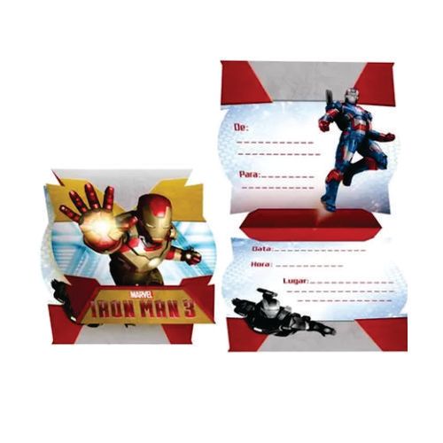 Convite Grande Iron Man 3 C/ 8 Un Regina