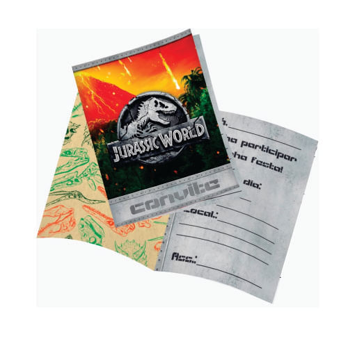 Convite Jurassic World 2 C/ 8 Un Festcolor