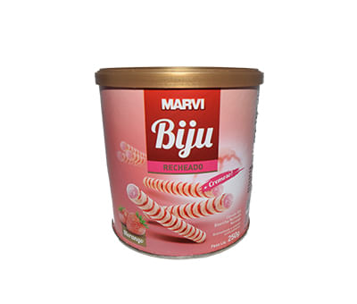 Canudo Biju Recheado Morango 250 Gr Marvi