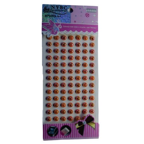 Cartela Adesivo Meia Perola 8 Mm Cor 81 Laranja (98297) Nybc
