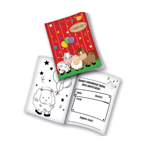 Convite Fazendinha C/ 8 Un Festcolor