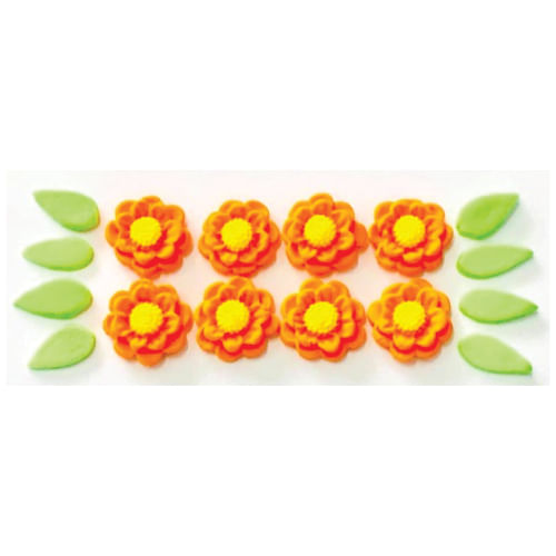 Biscuit Comestivel Flor Rubi Amarela C/ 8 Flores E 8 Folhas (450) Jady