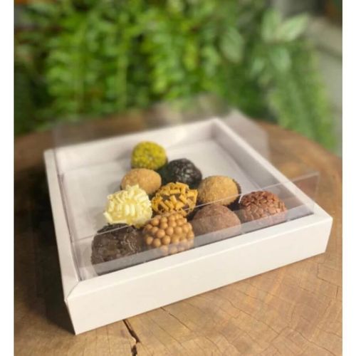 Caixa Brigadeiro De Natal Branca 15x15x5 Cm C/ 5 Un Assk