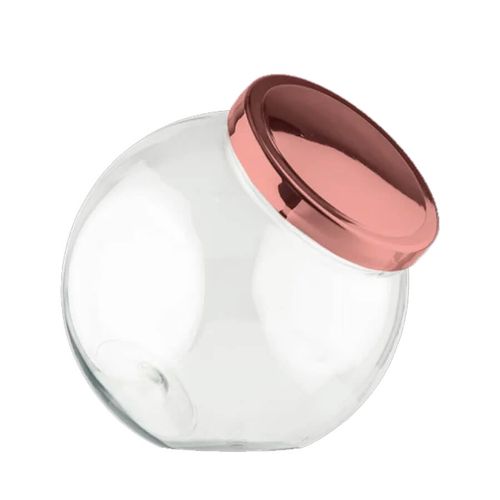 Baleiro Petit Transparente Tampa Metalizada Rosê 2,4l Bandeirante