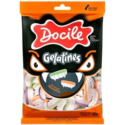 Bala Dentes Monstro Sortida Gelatines 80 Gr Docile