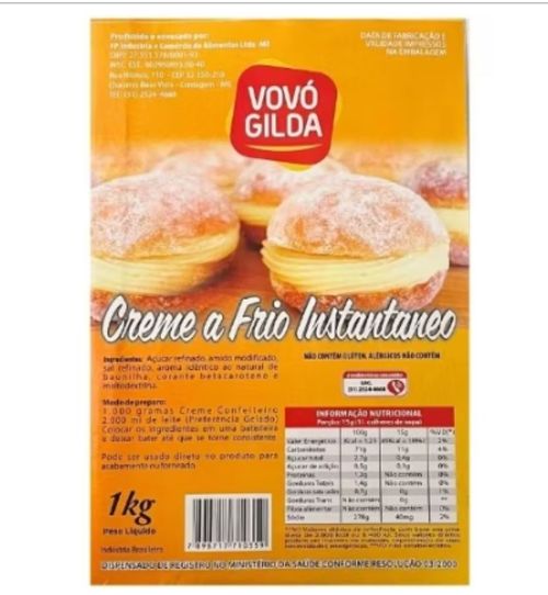 Creme Confeiteiro Instantaneo (A Frio) 1 Kg Vovó Gilda