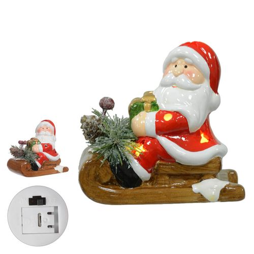 Enfeite Natal Papai Noel C/ Led 12,6x8,5x11,5 Cm Vermelho (50975001) Florarte