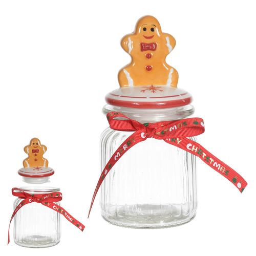 Enfeite Natal Pote De Vidro 300 Ml Biscoito Colorido 16x8 Cm (47743001) Florarte