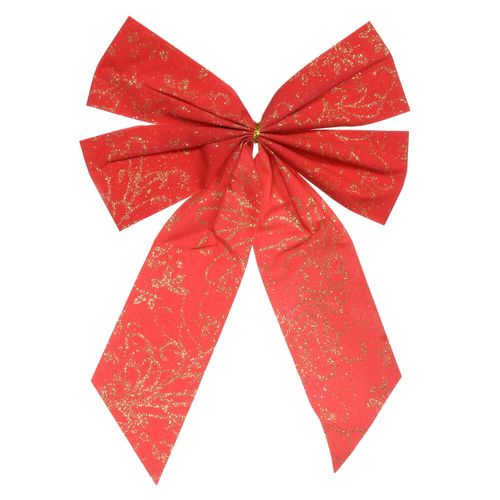 Enfeite Natal Laço Veludo/Glitter 19x27,5cm Vermelho (51619001) Florarte