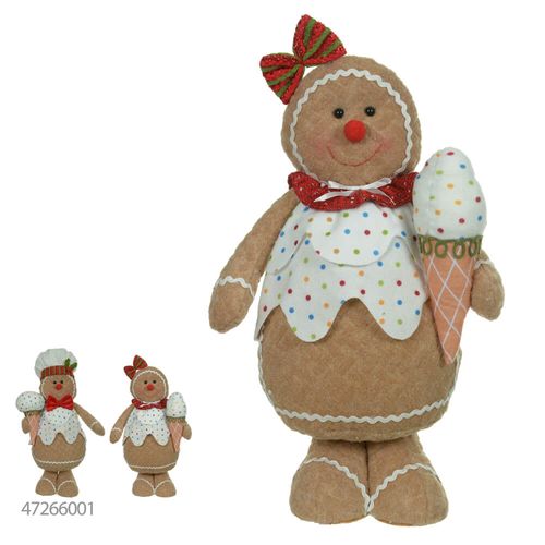 Enfeite Natal Boneco Gingerbread Ice Cream 45cm Colorido (47267001) Florarte