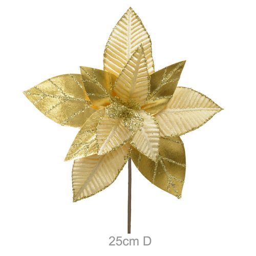 Haste Bico De Papagaio Aveludado Glitter Dourado 25cm (47278002) Flor Arte
