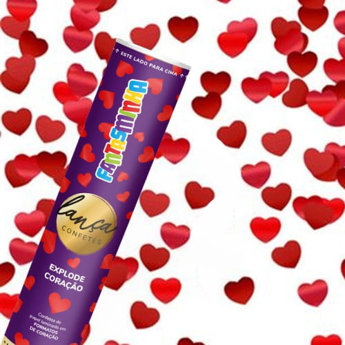 Lança Confete 30 Cm Coração Vermelho Fantasminha