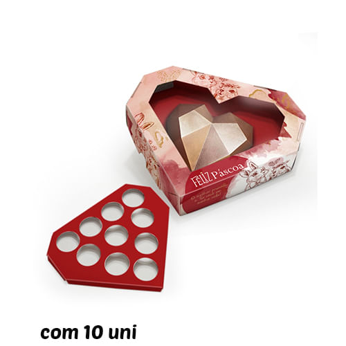 Caixa Coração  250/350 Gr 10 Doces Com 2 Berços Estampa Apaixonados 10 Un Jr