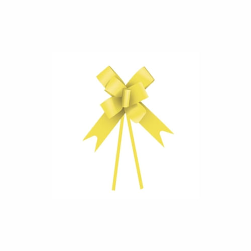 Laço Pronto Liso Amarelo Lista Dourada 12mm C/ 10 Un Brfestas