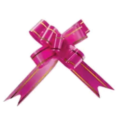 Laço Pronto Liso Pink Listra Dourada 12mm C/ 10un Brfestas