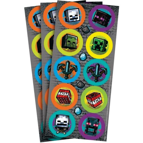 Adesivo Redondo Minecraft Grafite C/ 30 Un Regina