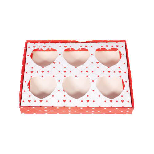 Caixa Degustação Coração Lapidado 6 Cavas Vermelha/Branca C/ 05 Un (103170) Deco