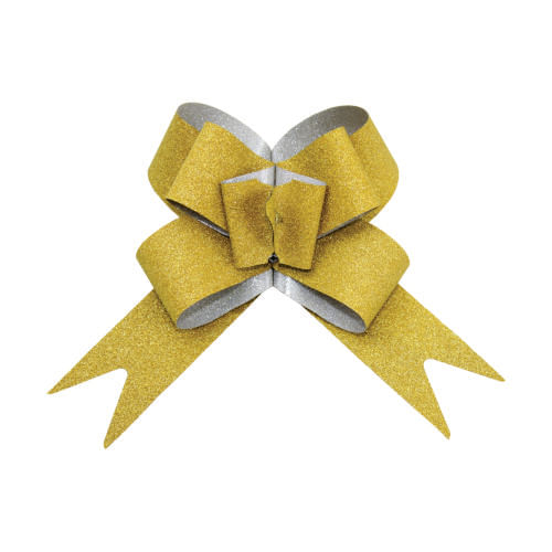 Laço Pronto Dourado Glitter 12mm (Zw-70957) C/ 10 Un Party Time