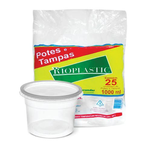Kit Pote Redondo 1000 Ml C/ 25 Un Rioplastic