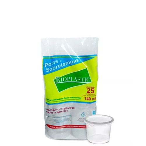 Kit Pote Redondo 140 Ml C/ 25 Un Rioplastic