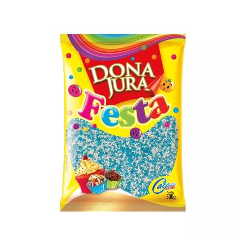 Confeito Miçanga Azul/Branco 500 Gr Cacau Foods