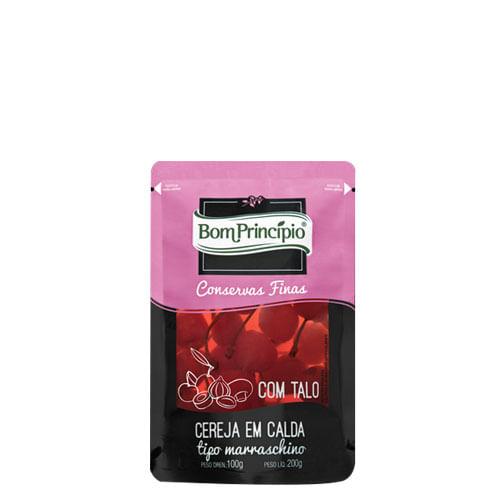 Cereja Em Calda C/ Talo 100 Gr Bom Principio