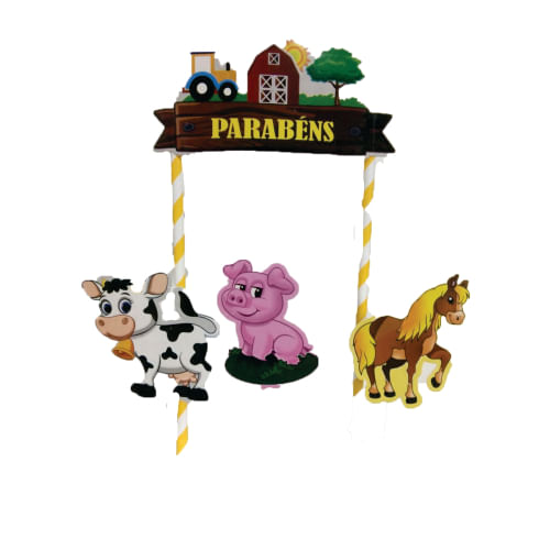 Topo P/ Bolo Pequeno Fazendinha C/ 4 Pçs Pablo