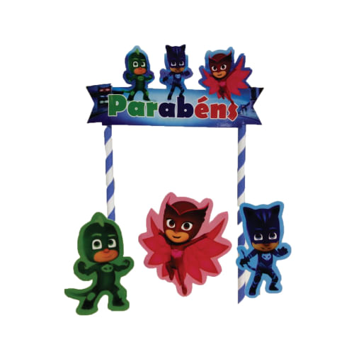 Topo P/ Bolo Pequeno Heroi Animais C/ 4 Pçs Pablo