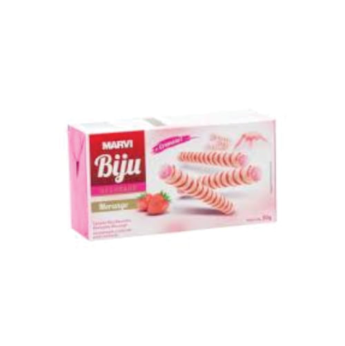 Canudo Biju Recheado Chocolate C/ Morango 50 Gr Marvi