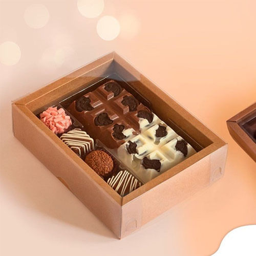 Caixa Tablete 10 Gomos + Bombom C/ Berço Kraft C/ 5 Un Crystal For