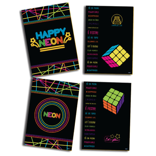 Quadros Decorativos Neon C/ 4 Un Festcolor