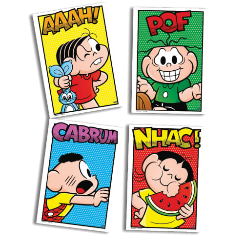 Quadros Decorativos Turma Da Monica C/ 4 Un Festcolor