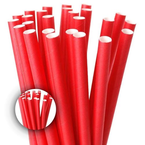 Canudo De Papel Vermelho C/ 20 Un Fox Import