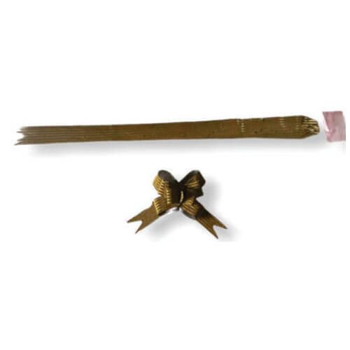 Laço Pronto Dourado Listras 18mm (Zw-70958) C/ 10 Un Party Time