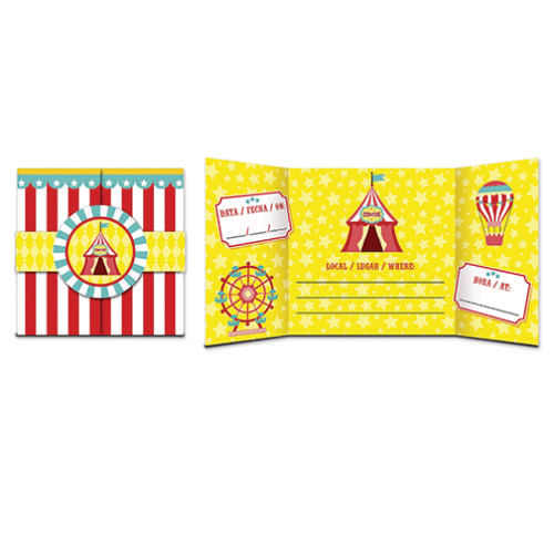 Convite Circo Menino C/ 8 Un Junco