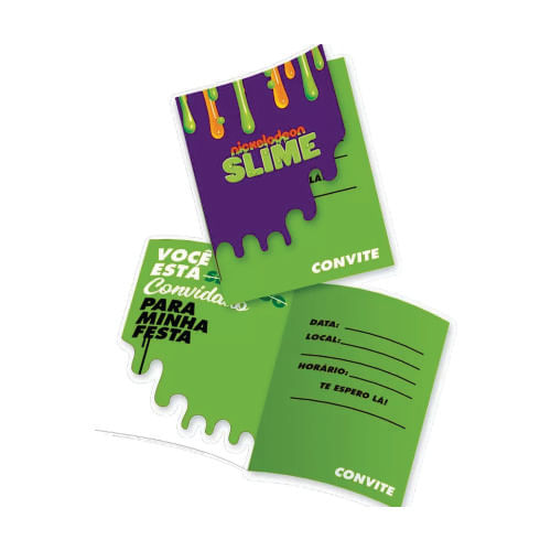 Convite Slime C/ 8 Un Festcolor