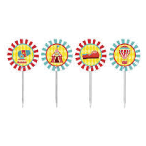 Toppers P/ Doces E Salgados Circo Menino C/ 8 Pçs Junco