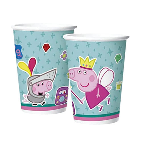 Copo Descartavél Papel 180 Ml Peppa Pig Princesa C/ 8 Un Regina
