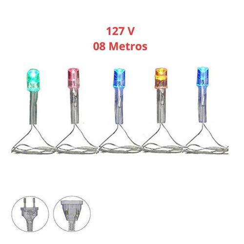 Pisca P/ Cortina De Led Fio Pvc Macho/Femea C/ 08 Metros D&A