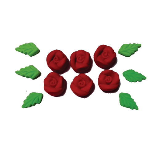 Biscuit Comestivel Flor Lili Vermelho C/ 6 Flores E 6 Folhas (129) Jady