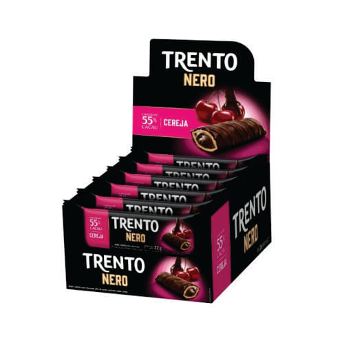 Waffer Trento Nero Cereja 352 Gr (16un X 22gr) Peccin