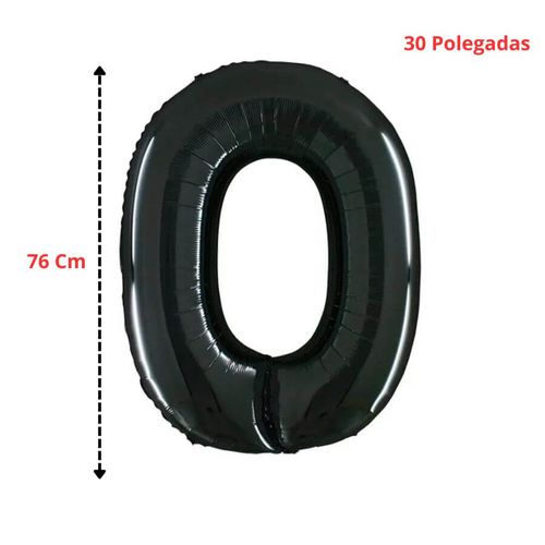 Balao Numero Metalizado 76cm Preto